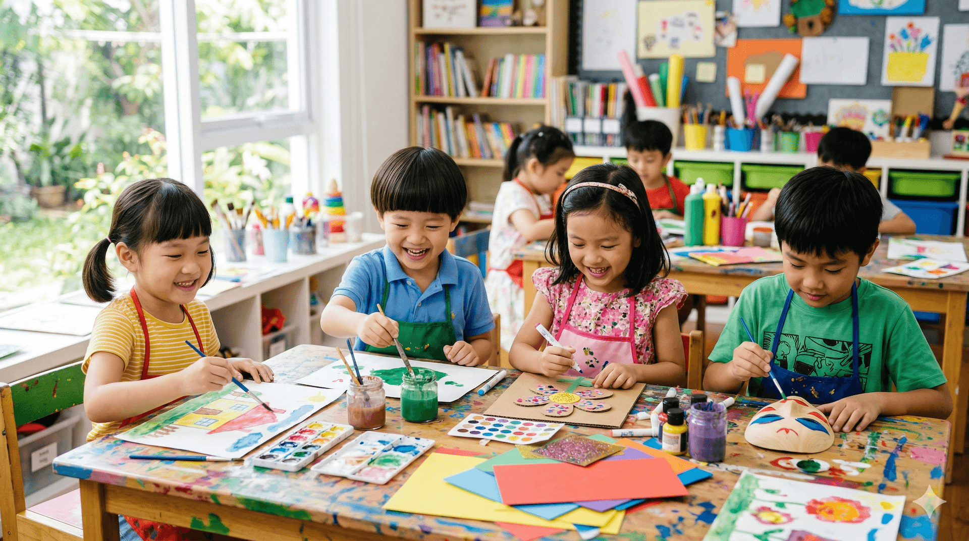 Children enjoying creative activities